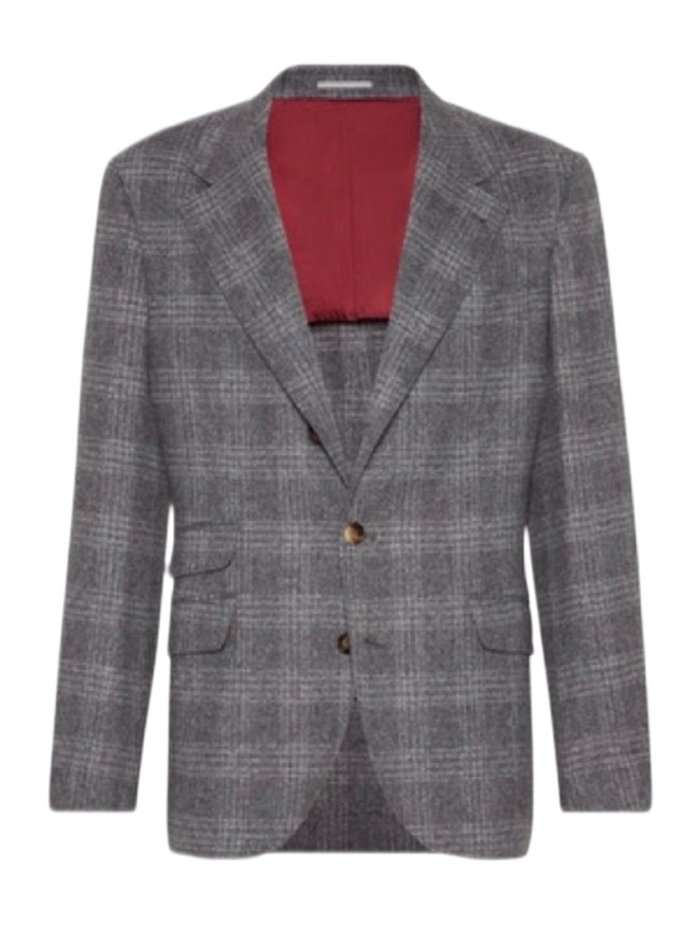 Brunello Cucinelli Gray Plaid Wool Silk Cashmere Blend Blazer Sport Jacket Coat
